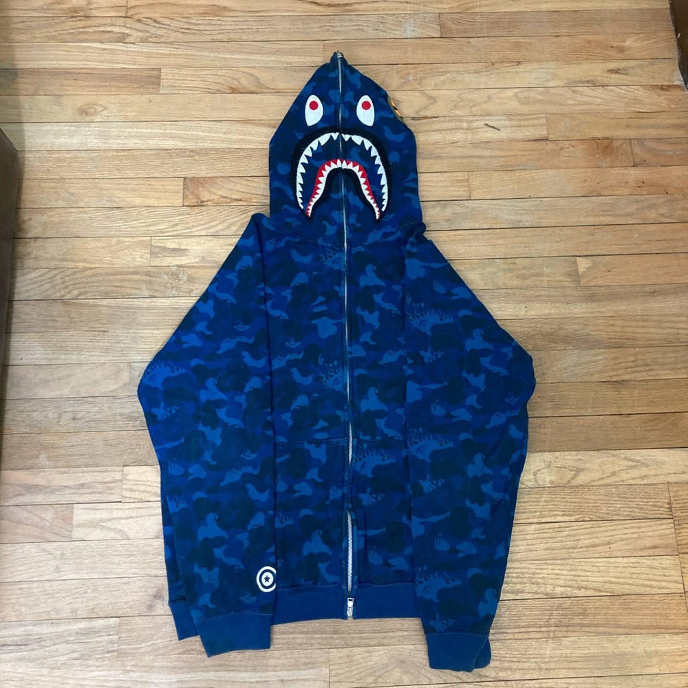 Rare Bape flame head camo full zip shark